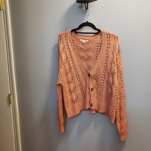 Peachy coral cardigan cropped sweater